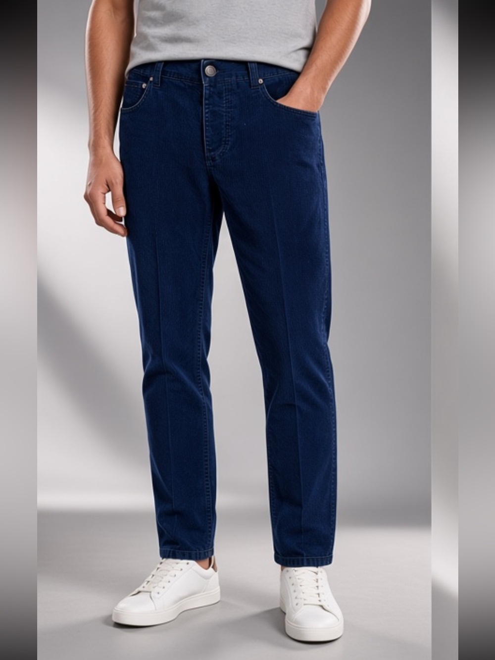 Isaia Blue Cotton Corduroy Trousers 48 (IT) 32 (US) Made in Italy
